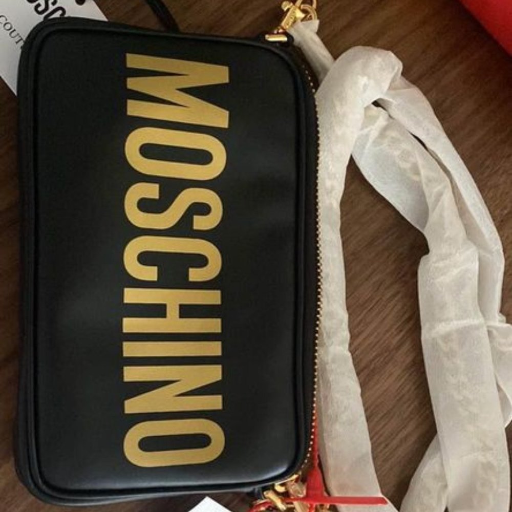 Moschino Logo Print Leather Crossbody -Brand New